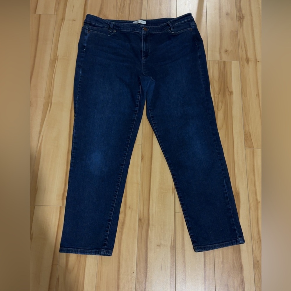 J. Jill Dark Blue Denim Slim Boyfriend Straight Leg Size 16 Petite EUC 2X HP ✌️